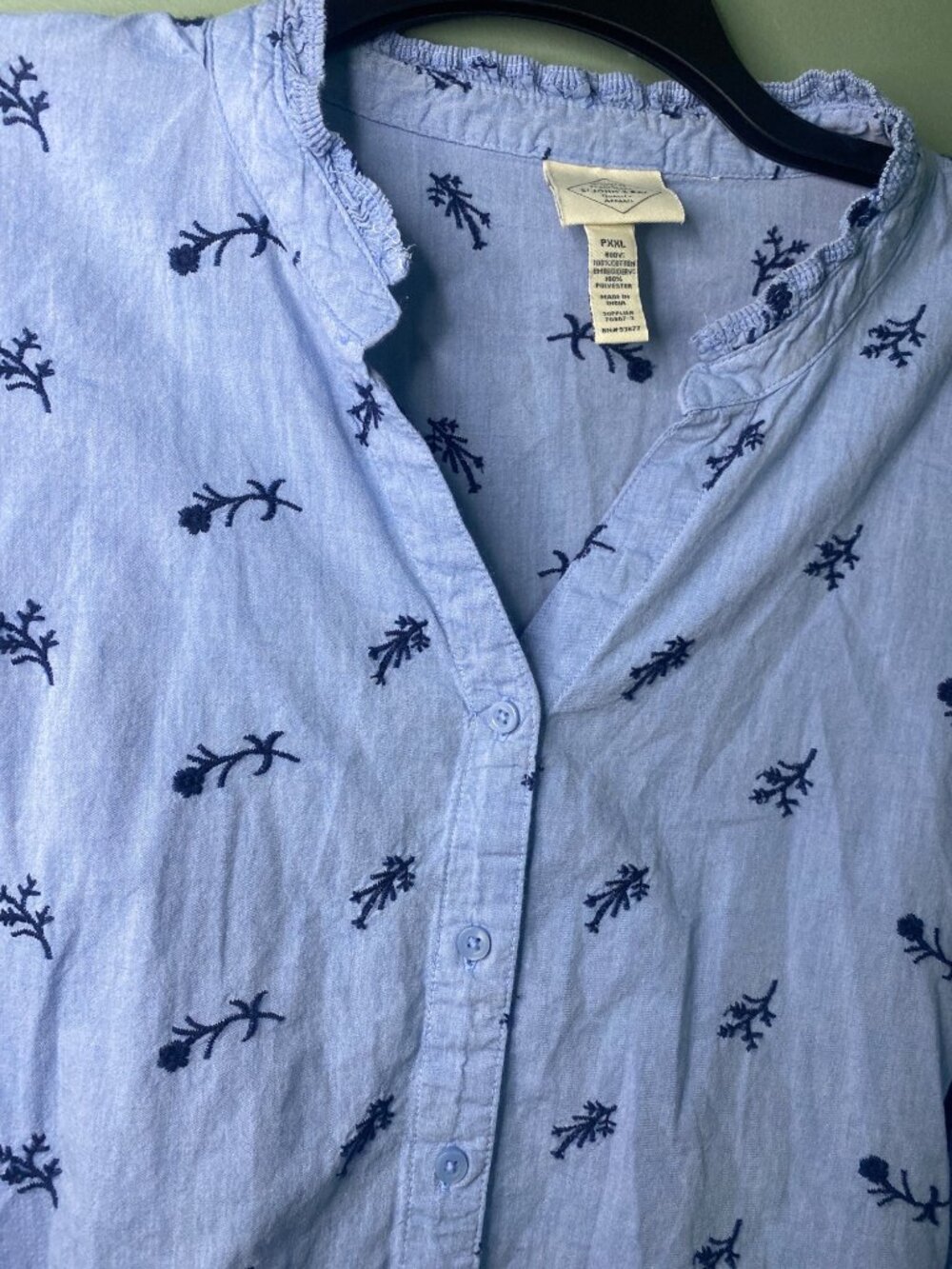 St. John’s Bay Women’s PXXL 100% Cotton Embroidered Floral Boho Top coastal - Picture 4 of 8